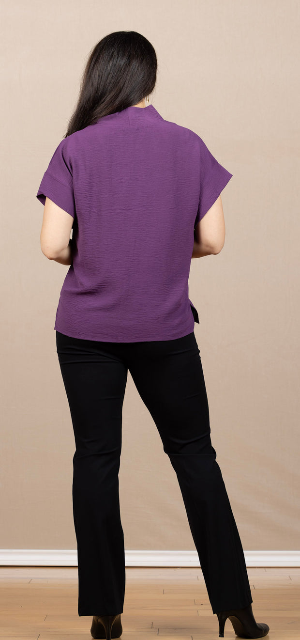 Airflow Solid Mock Neck Top Eggplant