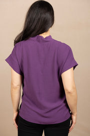 Airflow Solid Mock Neck Top Eggplant