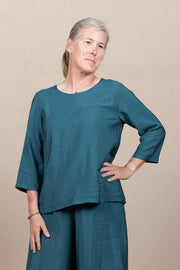 Solid Scoop Neck Top Teal