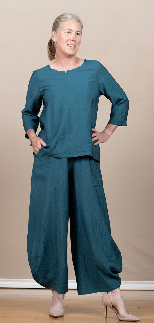 Solid Scoop Neck Top Teal