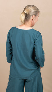 Solid Scoop Neck Top Teal