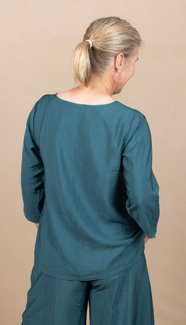 Solid Scoop Neck Top Teal