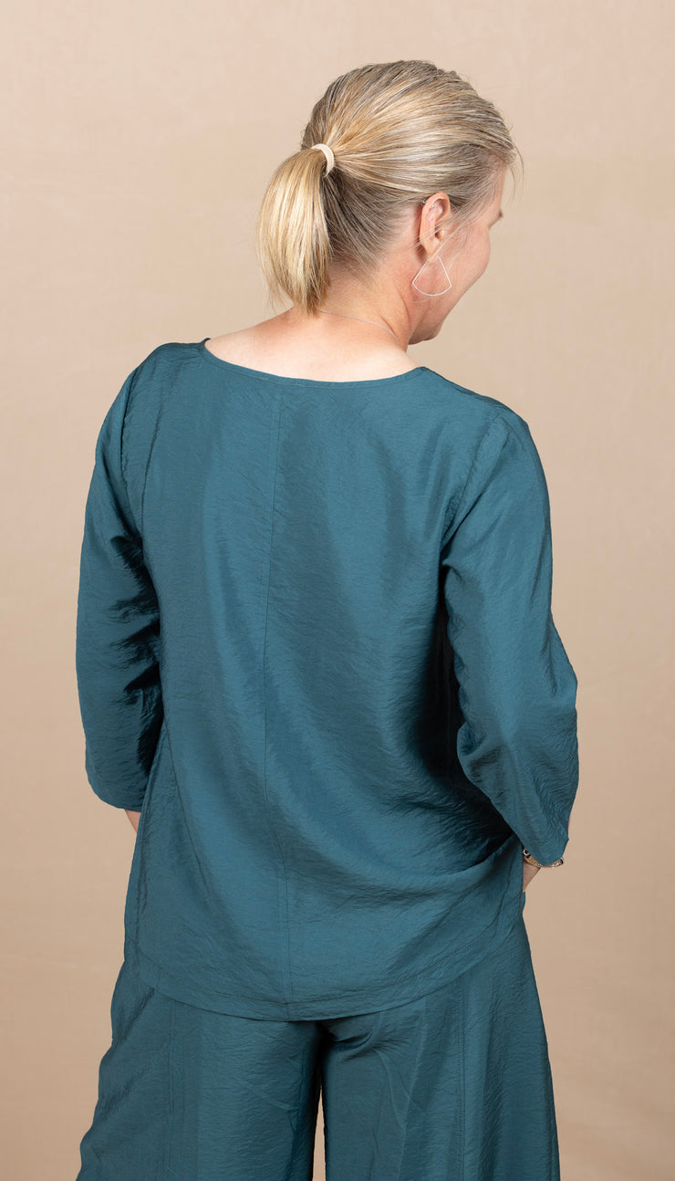 Solid Scoop Neck Top Teal