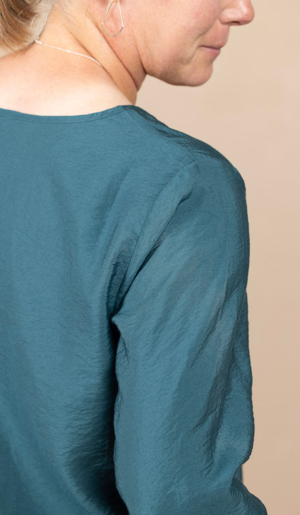 Solid Scoop Neck Top Teal