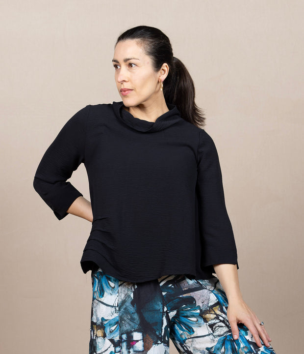 Airflow Solid Mock Neck Top Black