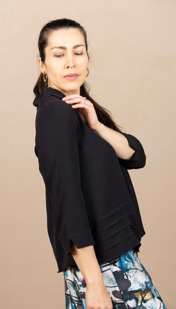 Airflow Solid Mock Neck Top Black