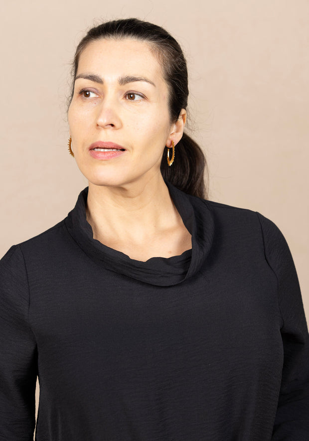 Airflow Solid Mock Neck Top Black