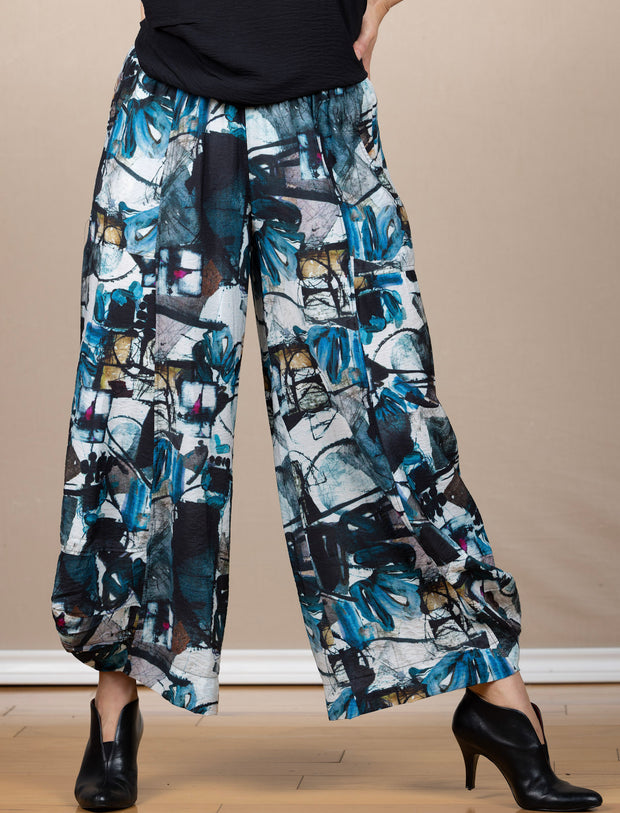 Printed Lantern Pant Teal