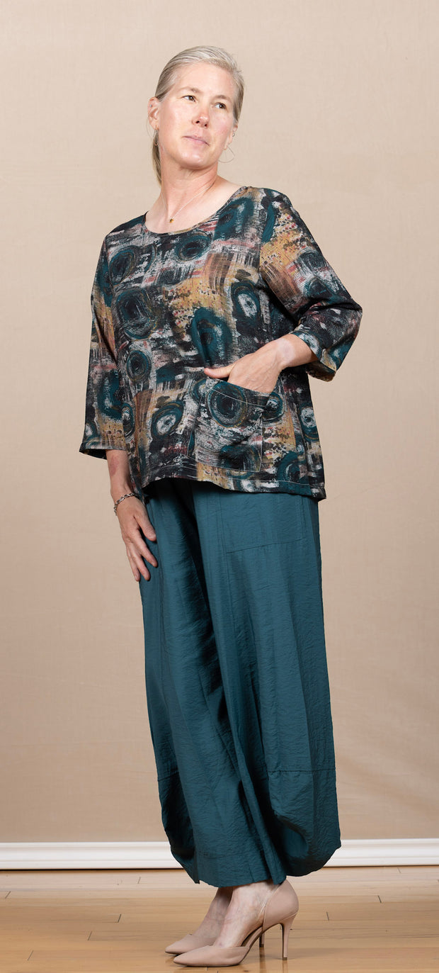 Printed One Pocket Top Teal