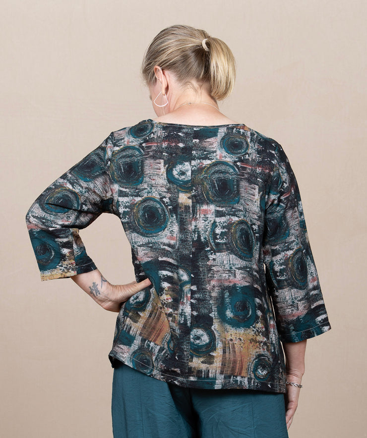Printed One Pocket Top Teal