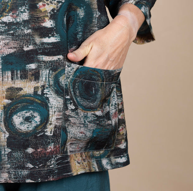 Printed One Pocket Top Teal