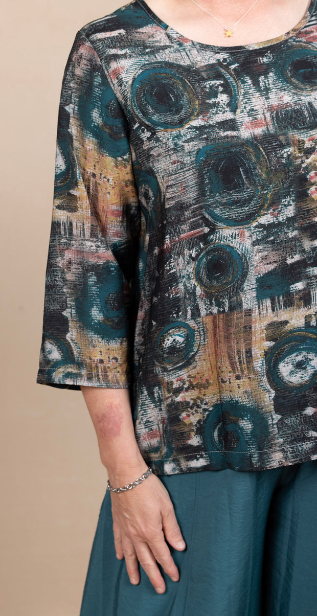 Printed One Pocket Top Teal