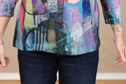 Slub Knit Button Detail Top Multi
