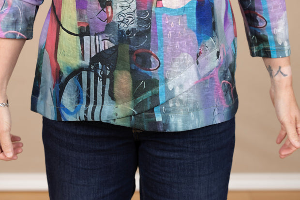 Slub Knit Button Detail Top Multi