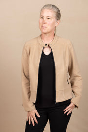 Double Layer V Neck 1/2 Sleeve Rib Knit Top Black