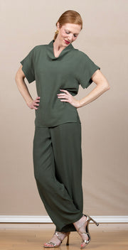 Airflow Solid Mock Neck Top Army Green