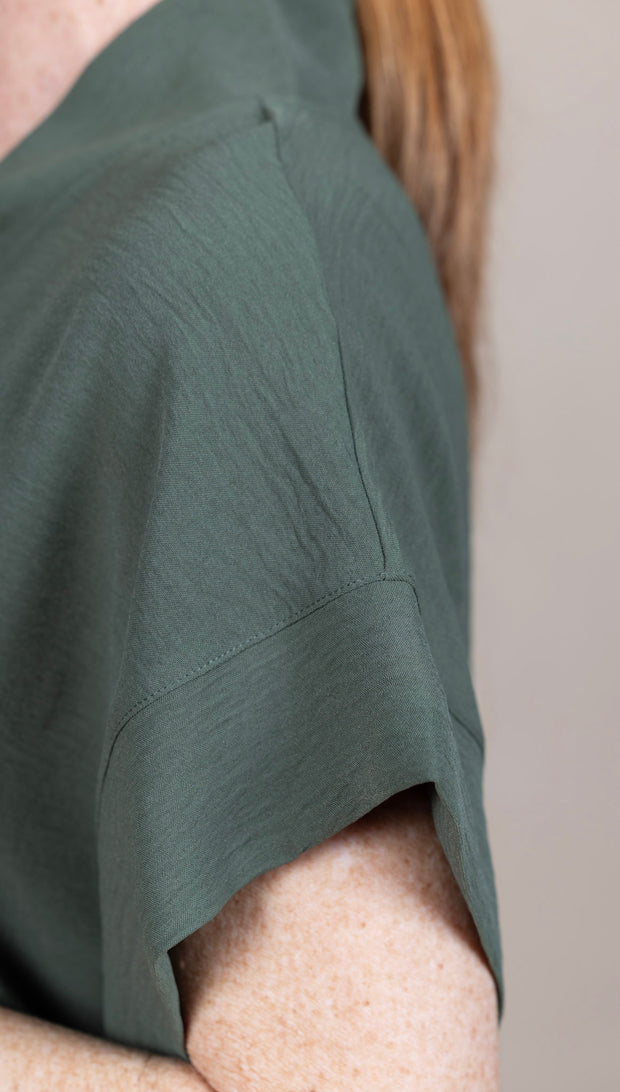 Airflow Solid Mock Neck Top Army Green