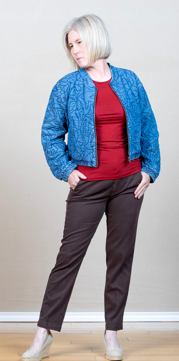 Flora Cropped Zip Jacket Indigo Lagoon Wash