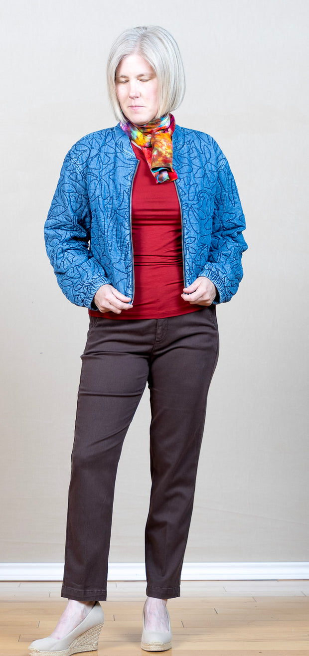Flora Cropped Zip Jacket Indigo Lagoon Wash