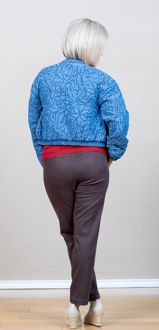 Flora Cropped Zip Jacket Indigo Lagoon Wash
