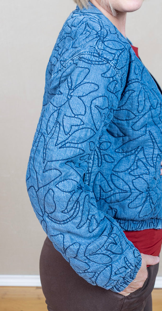 Flora Cropped Zip Jacket Indigo Lagoon Wash
