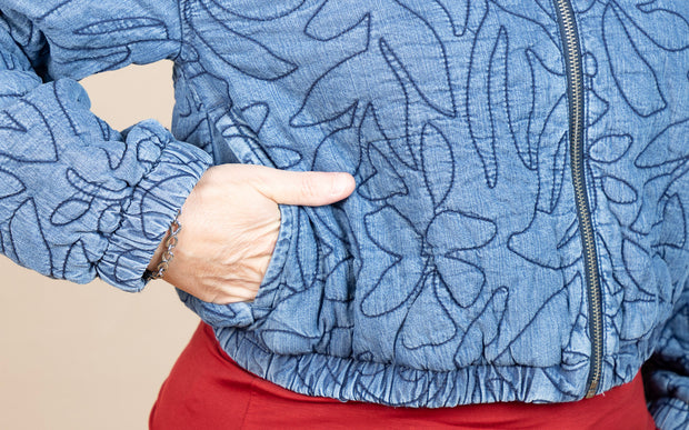 Flora Cropped Zip Jacket Indigo Lagoon Wash