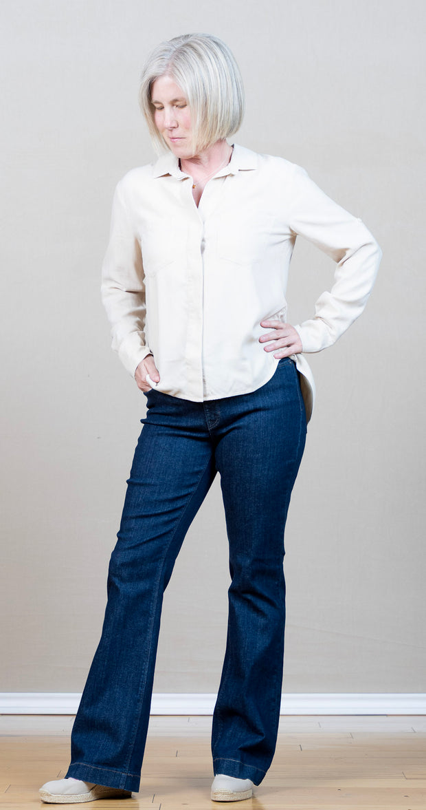 button down top with split back
