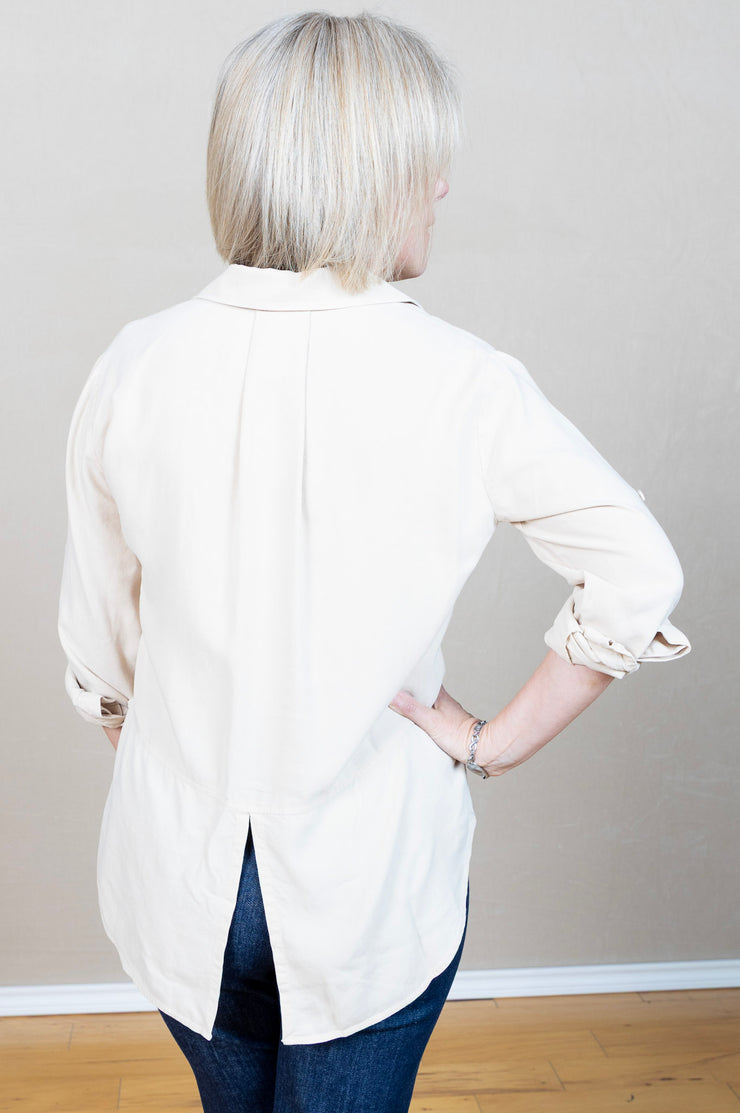 Split Back Button Down Moon Stone