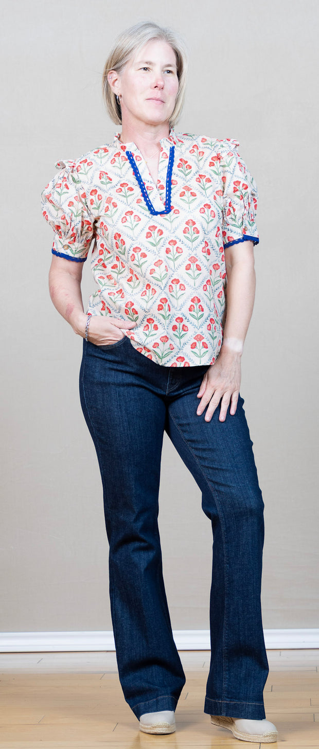 Haley Top Red Floral