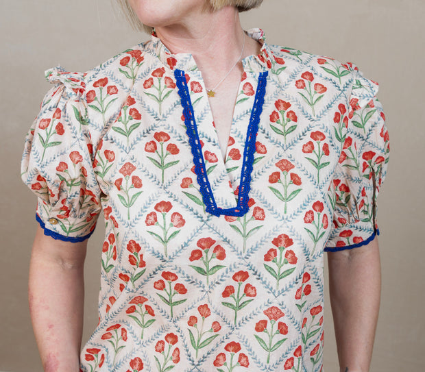 Haley Top Red Floral