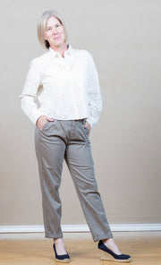 Contrast Button Down Soft Ivory
