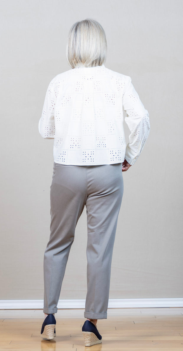 Contrast Button Down Soft Ivory