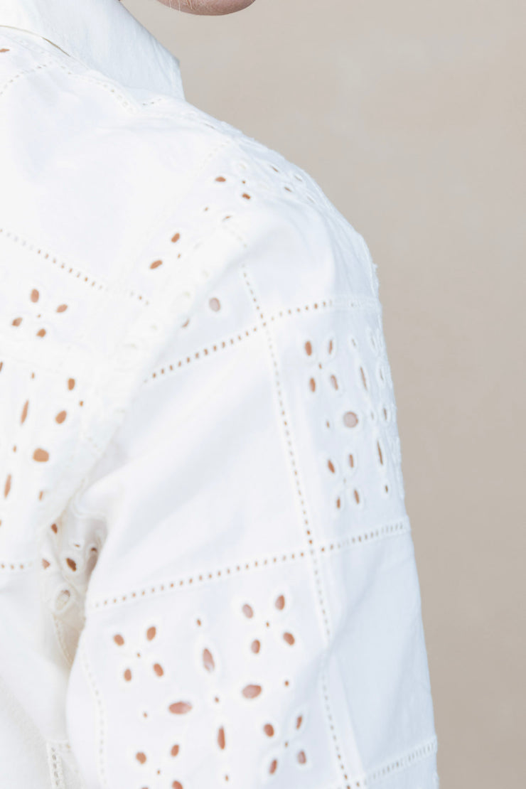 Contrast Button Down Soft Ivory