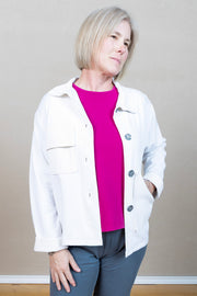 boxy jacket, two pocket, button front