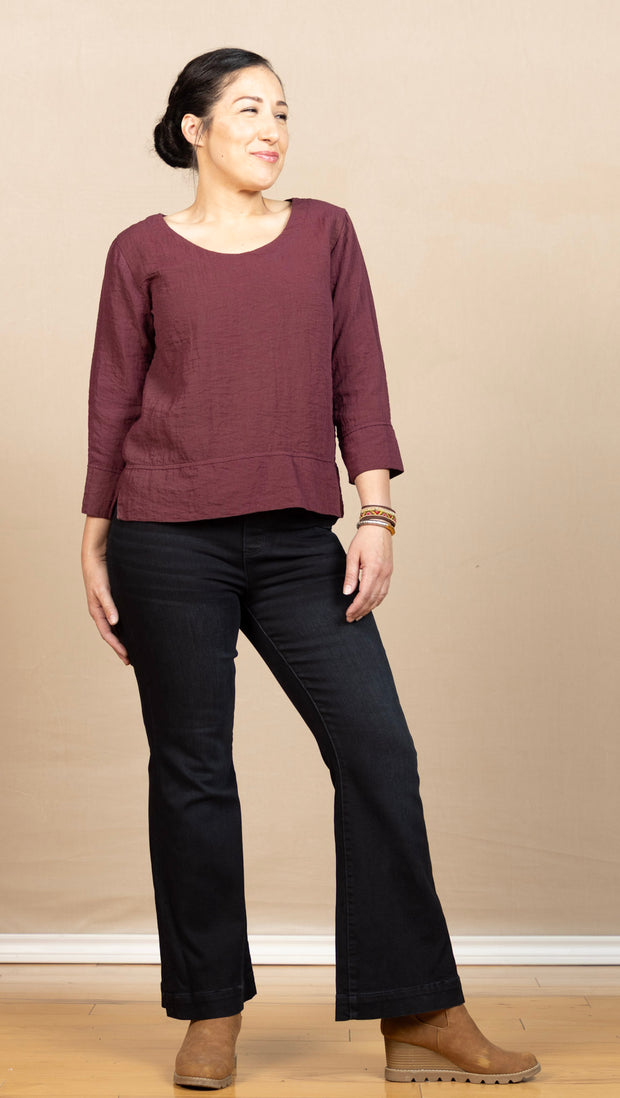 pull on flare jean in indigo wash