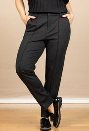 Gemma Cigarette Trouser Heather Charcoal, Side Slit at Hem
