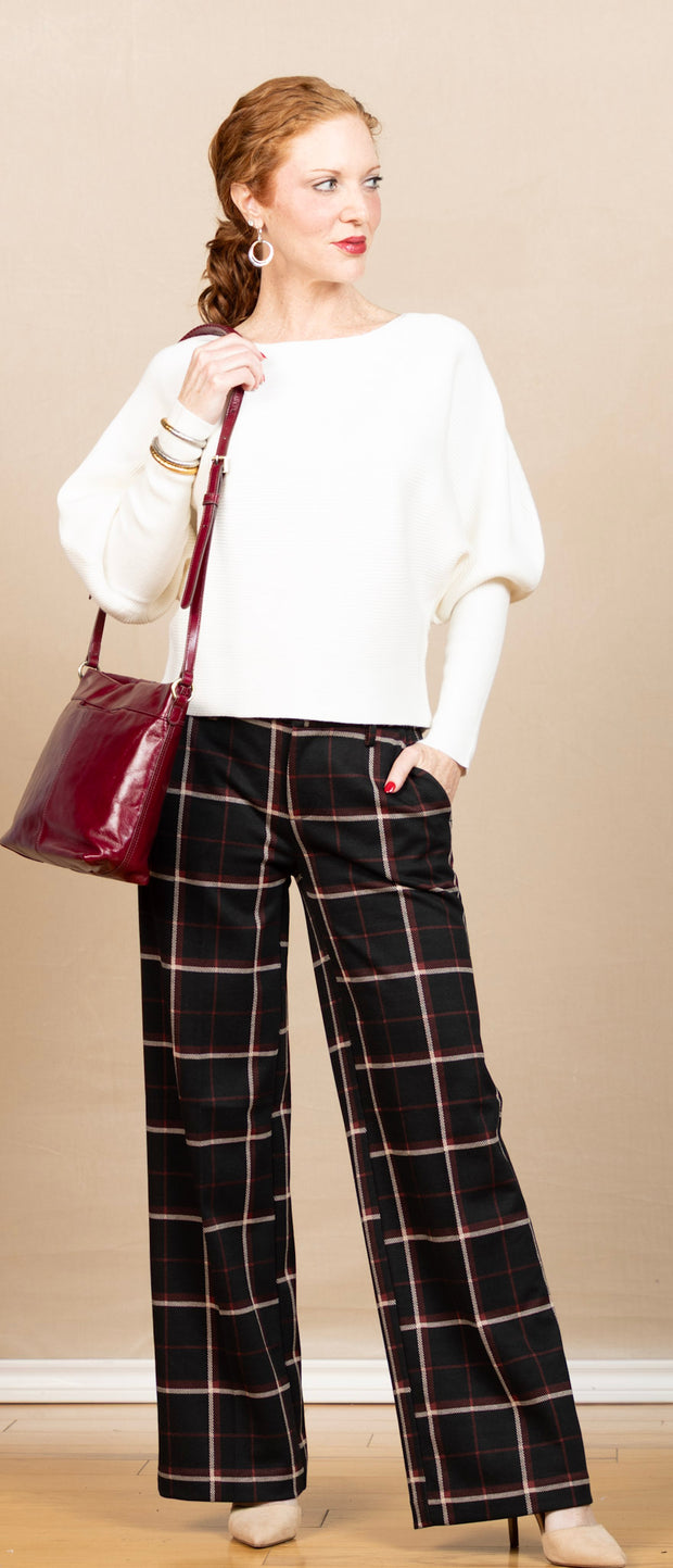 Kelsey Wide Leg Trouser Black/Red Plaid