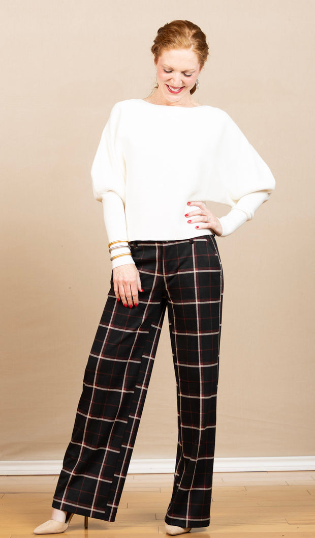 Long Sleeve Boat Neck Dolman Sweater Vintage White