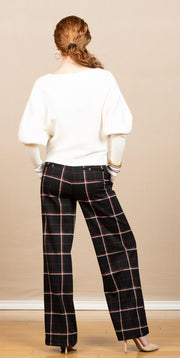 Kelsey Wide Leg Trouser Black/Red Plaid