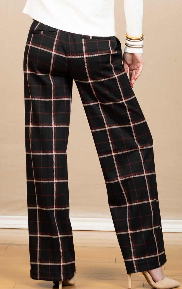 Kelsey Wide Leg Trouser Black/Red Plaid
