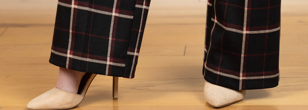 Kelsey Wide Leg Trouser Black/Red Plaid