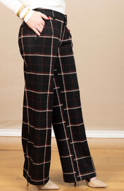 Kelsey Wide Leg Trouser Black/Red Plaid