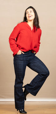 Hannah Flare Indigo Plaid