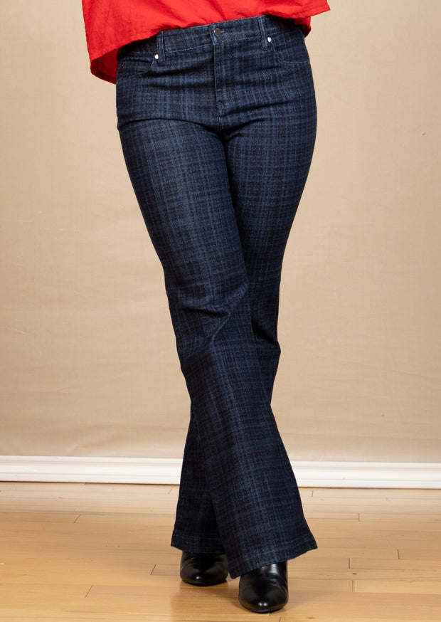 Hannah Flare Indigo Plaid, Denim