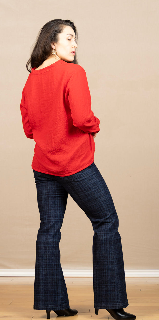 Hannah Flare Indigo Plaid