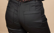 Crop Wide Leg W/Patch Pockets Black Coated