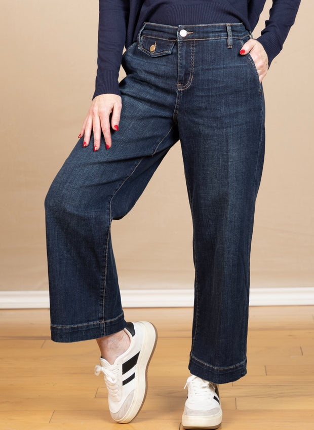 crop wide leg jean with pocket detail