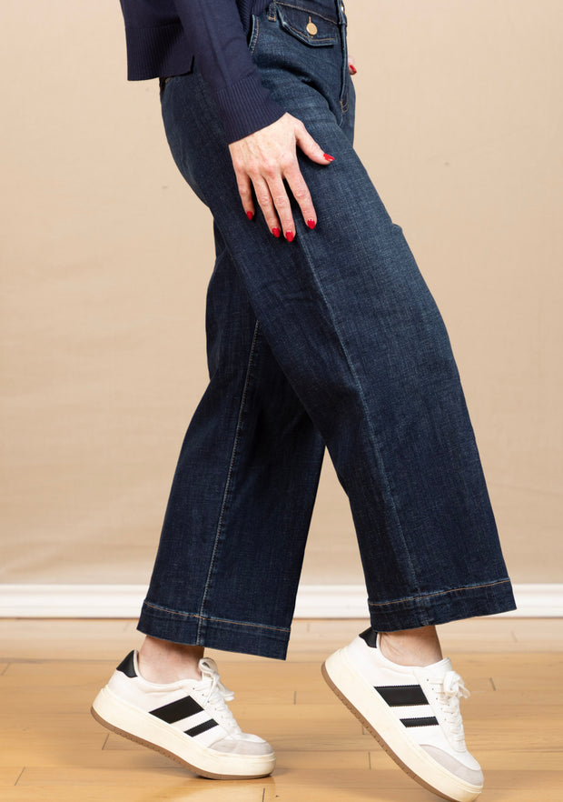 crop wide leg jean with pocket detail