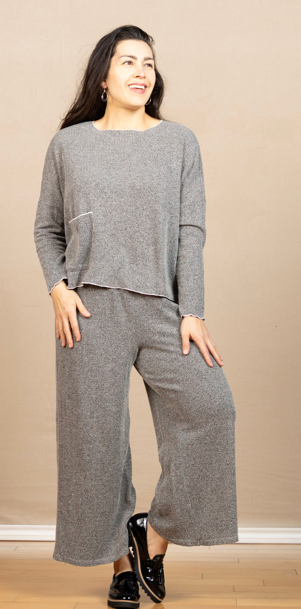 Cropped Marled Sweater Pant Moonbeam