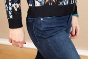 Long Sleeve Crew Neck Dropped Shoulder Sweater Blue Multi